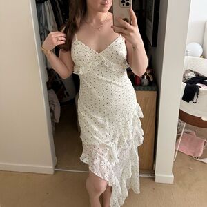 White Polka Dot Ruffle Dress